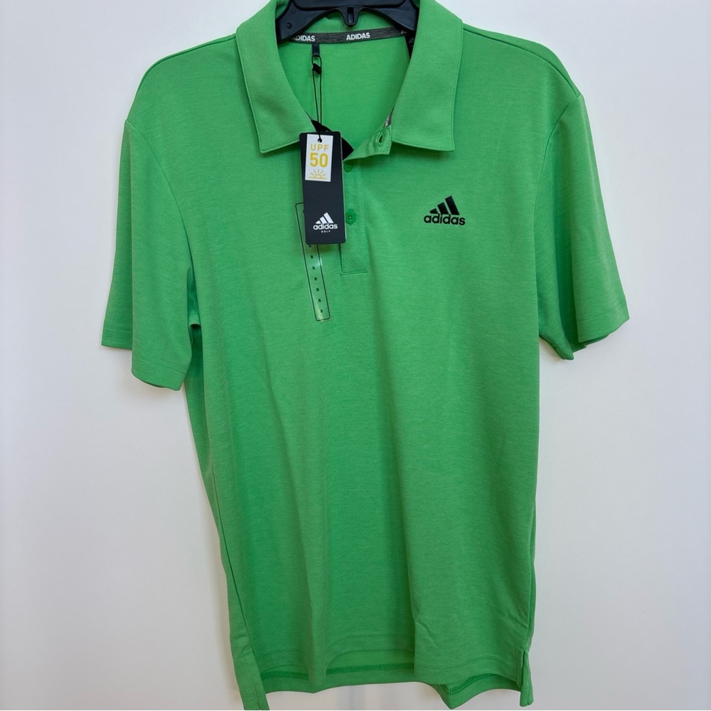 Adidas Advantage Novelty Heathered Polo Shirt Men's Sz Small Green Melon